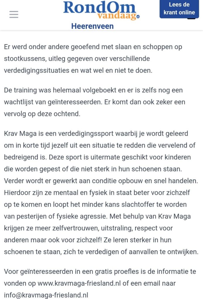 Weerbaarheidstraining De Greiden succes
